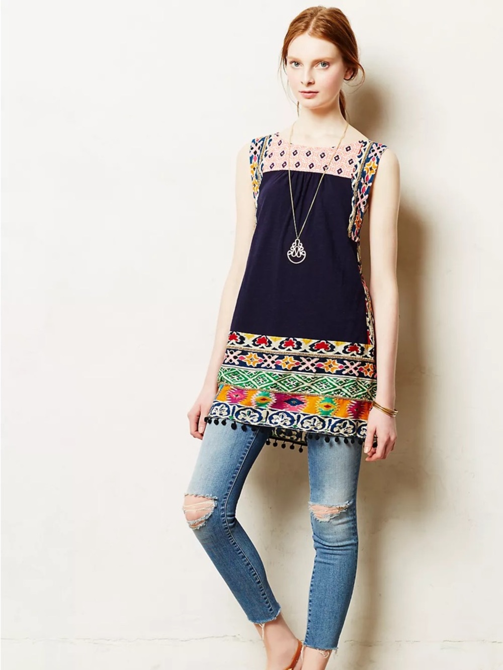 Anthropologie Akemi + Kin Tinamou embroidered tunic Sz Large